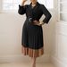 Verve D538 Autumn Winter Women's Suit Collar Fashion OL Elegant Pleated Dress_ecoleips.com
