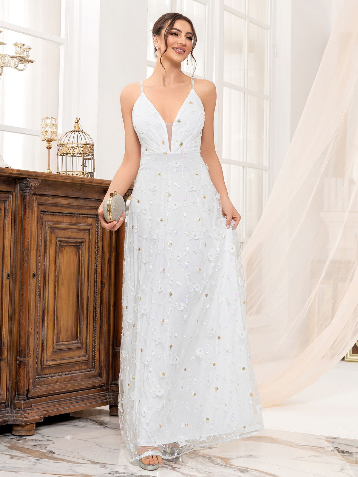 Women's Clothing Wedding Dress Sling Evening Dress Female New Banquet Light Luxury Adult Ceremony Host Annual Meeting High End Evening Dress Skirt_ecoleips.com