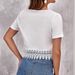 Elegant V-Neck Short Sleeve T-Shirt Top for Women Lace Trim Breathable Knit Blouse Hollow out Detail Summer Vacation Wear_ecoleips.com