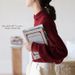girl 「White Drawing」Wool Retro French Waffle Knit Puff Sleeve New Year Christmas Red Sweater_ecoleips.com