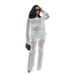 Women's Clothing Sexy Lace Patterned Lace-Trimmed Sheer Blazer & Pants Set – Long Sleeve Sexy Office-to-Club Outfit (Black/White, S-XXL)_ecoleips.com