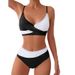 American Style Color Matched Bikini Split Swimsuit For Women Sexy Sleeveless Wire-Free Beachwear For Hot Spring_ecoleips.com