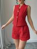 K Ladies' Elegant Solid Color Sleeveless Vest And Shorts Two-piece Set_ecoleips.com
