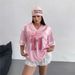 Fashion Trend Street Style V Neck Top for Girls Retro Short Sleeve Loose Casual T-Shirt European American Cross Border Print_ecoleips.com
