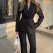 Women's Black Suit Set – Tailored Jacket & Straight Pants (S-XL, Autumn & Winter, Office & Casual Wear)_ecoleips.com