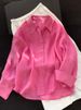 Premium Linen Shirt For Women - Breathable White & Raspberry Pink Blouse With Polo Collar & Relaxed Fit_ecoleips.com