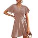 Summer French Polka Dot Wrap Dress Sweet Girl V Neck Cardigan Tie up Short Sleeve with Belt Cross Border Style for Women_ecoleips.com