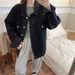 "Unisex Oversized Denim Jacket – Vintage Black Washed Couple's Streetwear Coat, Lightweight Spring Outerwear"_ecoleips.com