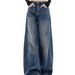 Vintage Distressed Wide-Leg Jeans For Women – Retro Blue High-Waisted Ripped Denim Pants (XS-4XL)_ecoleips.com
