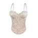 Women's Lace Trim Body Shaping Camisole – Adjustable Inner Straps & Herringbone Support (Black/Apricot White Trim)_ecoleips.com