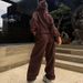 Casual European And American Fleece Women's Suit Loose Long-sleeved Hooded Sweater Elastic Wide-leg Pants Two-piece Set For Women_ecoleips.com