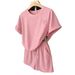 Women's Summer Sports Casual Set Sweet Stylish Loose Fit Short Sleeved Top with Pony Head Embroidered Design_ecoleips.com