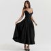 Women's Clothing Temperament Long Skirt Tube Top Skirt V Sharp Angle Fishbone Waist A Line Dress Long Skirt Dress_ecoleips.com