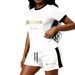 Women's Casual Gradient Print Two-Piece Set Short Sleeve Milan Style for Spring/Summer Italian Fashion 8010_ecoleips.com