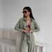 Women's Solid Color Cardigan With Pocket Wide Leg Trousers Suit Casual Trendy Set_ecoleips.com