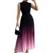 New European American Spring Fashion: Lightweight And Elegant Round-Neck Sleeveless Gradient Dress_ecoleips.com
