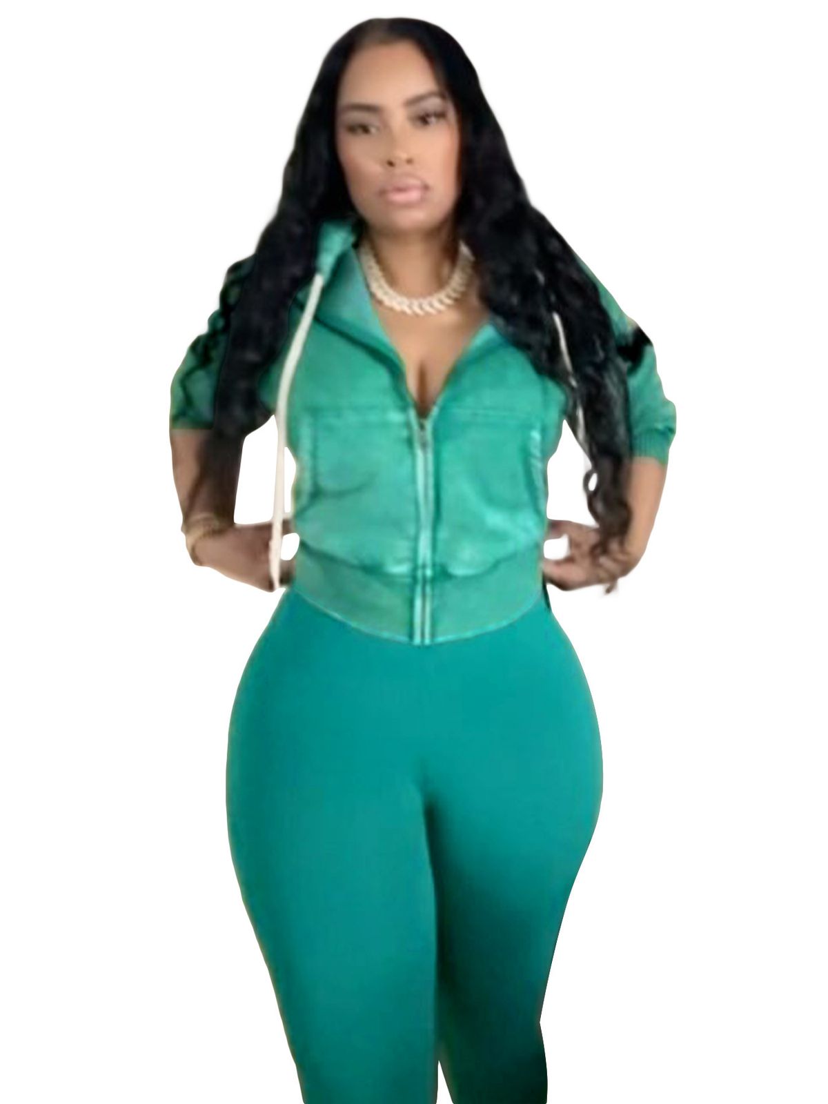 Women's Fashion Washed Zip-Up Hoodie & Yoga Pants Set – Cozy Fleece Lined Casual Sportswear Two-Piece Outfit_ecoleips.com