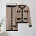 French Elegance Knitted Cardigan & Skirt Set For Women – Chic Autumn Two-Piece Outfit With Flowy Skirt & Soft Cardigan_ecoleips.com