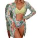 Women's Clothing Three Piece Swimsuit Multicolor Printed Cover Up Sun Protection Suit Triangle Gathered Foreign Trade Swimsuit_ecoleips.com