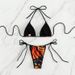 Women's Butterfly Print Tie-Up Two-Piece Bikini Set Beach Swimsuit Polyester Regular Fit For All Seasons_ecoleips.com