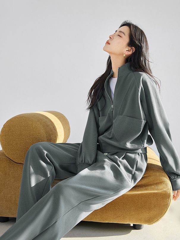 Women's Clothing Fashion Commuter Sports Sweatshirt Two Piece Suit For Women Autumn New Style Jacket Straight Trousers Casual Suit_ecoleips.com