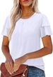2026 Women Fashion Short Puff Sleeve Top Sweet Ruffle Trim Blouse_ecoleips.com