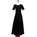 Women's Pearl Embellished Long Dress, Summer Round Neck Short Sleeve Knit Dress, Hollow Out Waist Defining Dress, Vacation/Beach Dress_ecoleips.com