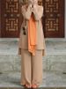 2026 Muslim Chiffon New Solid Color Pocket Irregular Fashion Hem Two-Piece Set For Women_ecoleips.com