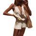 Women's Solid Color V-Neck Sweater Vest And Shorts Two-Piece Set Style Clothing_ecoleips.com