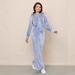 Women's Clothing Fashion Casual Solid Color Zipper Cardigan Silver Fox Fleece Sweatshirt Lace Up Pants Two Piece Set_ecoleips.com