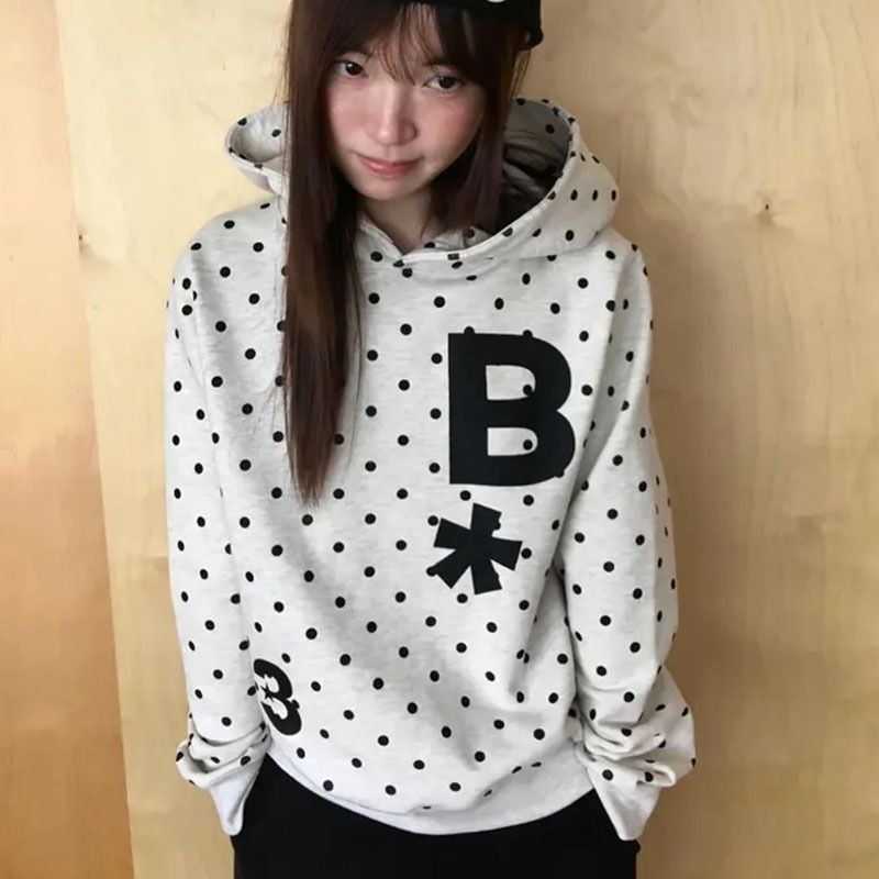 Korean Style Women's Relaxed Trendy Letter Print Hooded Sweatshirt Loose Fit Casual Wholesale Hoodies & Sweatshirts_ecoleips.com