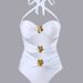Women's Clothing Sexy Bikini Swimsuit With Alloy 3D Flower Shaped Jewelry Buckle Heart Gardenia Decoration Regular Fit For All Seasons_ecoleips.com