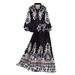 Elegant Floral Office Set – Lapel Blouse & Slimming Pleated Midi Skirt (One Size)_ecoleips.com