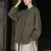25 Spring New Artistic Cotton And Top Shirt Women's Color Blocked Pan Buttoned Cardigan Coat_ecoleips.com