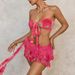 Aria Basics 2025 Cross-border European And American Tie-Dye Lace-Up Bikini Pleated Beach Skirt Three-Piece Women's Swimsuit Sexy_ecoleips.com
