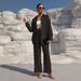 Spring Fashion Collection: Stylish Plus Size Women's Long-Sleeved Cardigan Two-Piece Set With Casual Solid Color Design_ecoleips.com