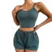 Women's Clothing Camisole Tops Slim Shorts Female Fashion Home Solid Color Suit New_ecoleips.com