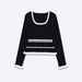 Fashion Contrasting Color Long-sleeved Laminated Decorative Knitted Sweater_ecoleips.com