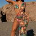 Verve New Leopard Print Halter Neck Three-Piece Mesh Swimsuit Women's Bikini Sun Protection Swimwear_ecoleips.com