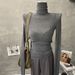 Women's Thin Basic Turtleneck Long Sleeve T-Shirt Solid Color Fitted Inner Layer Top Slightly Sheer for Autumn_ecoleips.com