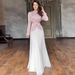 Modest Abaya Dress Women's Elegant Long Sleeved Color Blocked Dress Autumn Fashion Pleated Skirt Year Round Polyester_ecoleips.com