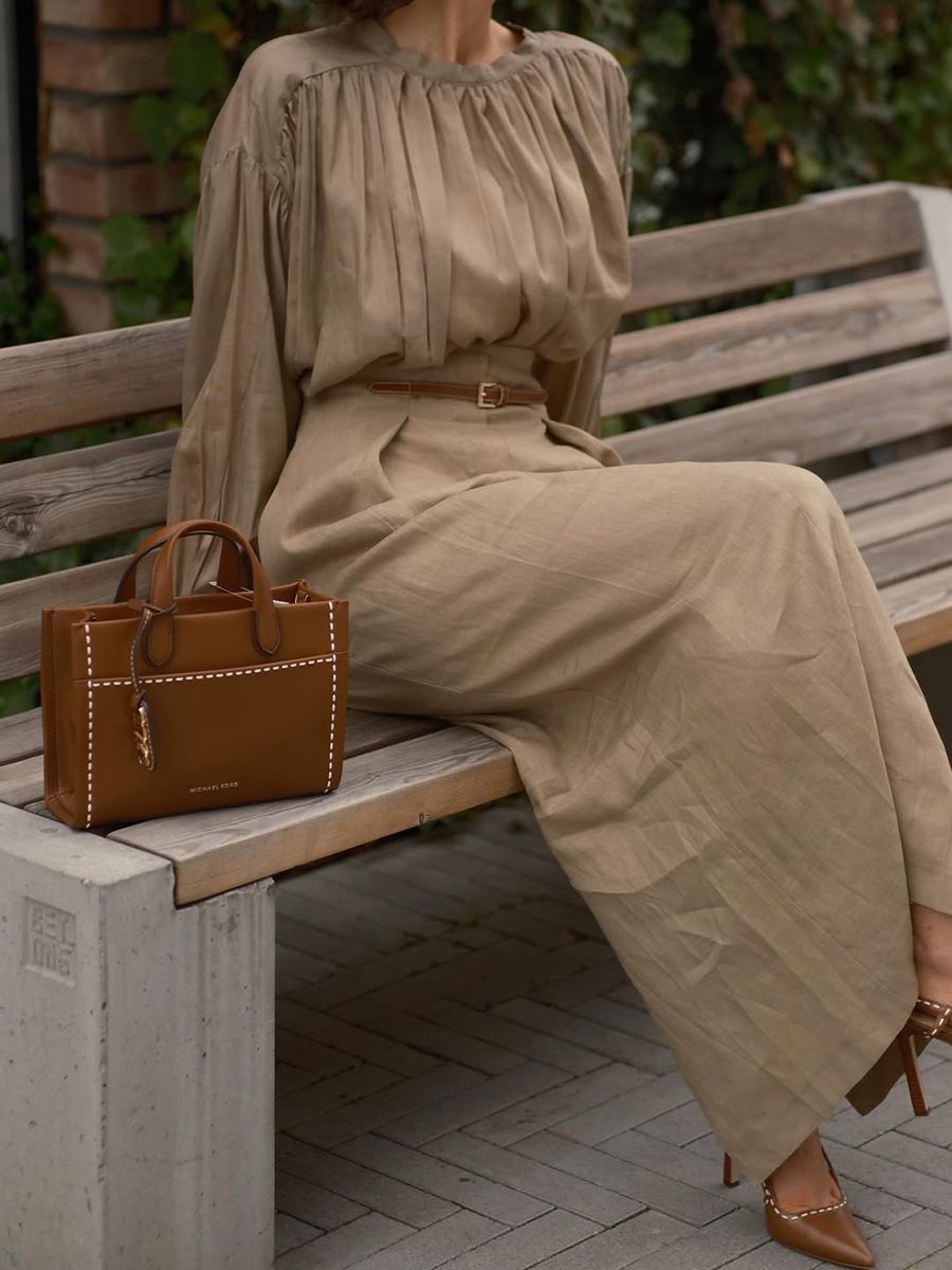 Elegant French Style Women's Clothing Set Long Sleeved Solid Color Shirt And Long Skirt_ecoleips.com