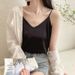 Summer Spring Autumn Camisole Vest Inner Layer Short Sleeve Design Ice Silk Outer V-Neck Top_ecoleips.com