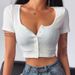 Women's Clothing White Straight Shoulder T Shirt Women's Short Sleeved Summer New Ins Slim Fit Navel Baring Short Hot Girl Square Collar Cardigan Top_ecoleips.com