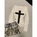 Spicy Girl Cross Print Round Neck Slim Fit T-Shirt Women Spring Summer Low Waist Patchwork Bodycon Skirt Two-Piece Set_ecoleips.com