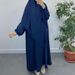 New Dubai Women's Solid Color Batwing Sleeve Loose Robe With Hijab Two-Piece Dress P105_ecoleips.com