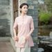 Artistic Style Beauty Salon Beautician Health Center Chinese Tea Dress Women Two-Piece Set Summer_ecoleips.com