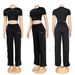 Fashionable Short-Sleeved Top With Unique Design, High-Waisted Wide-Leg Brand Logo Pants, Casual Sporty Slimming Suit_ecoleips.com