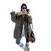 girl British Style Mid-Length Cotton Coat For Women Winter Vintage Lamb Wool Collar Warm Thickened Jacket_ecoleips.com