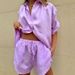 Women's Solid Color Single-Breasted Short-Sleeved Shirt And Shorts Set Casual Loose Fashion Suit Cross-Border New Foreign Trade_ecoleips.com